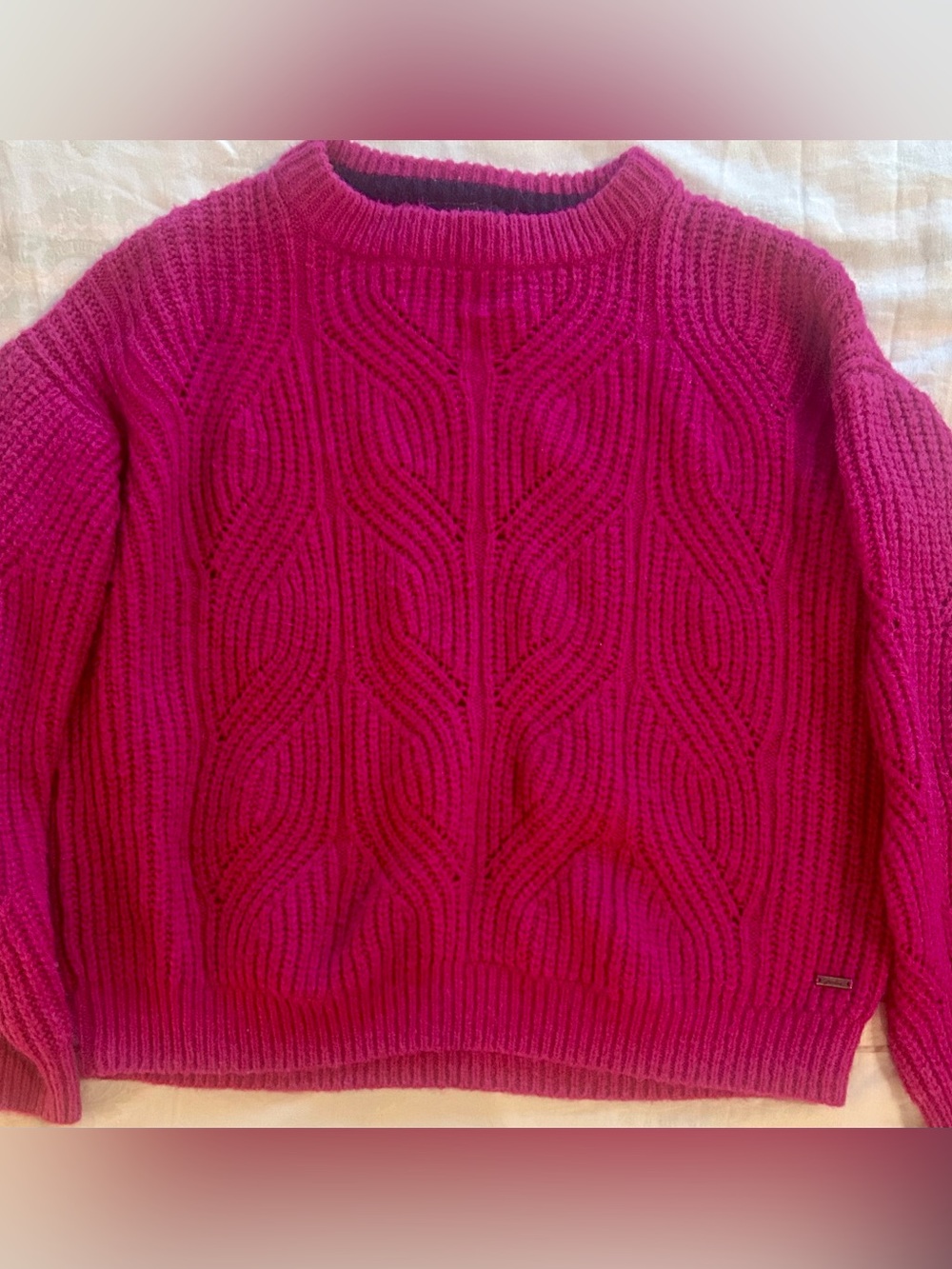 Joules Women’s EUC Cable Knit Crewneck Sweater Pink 8